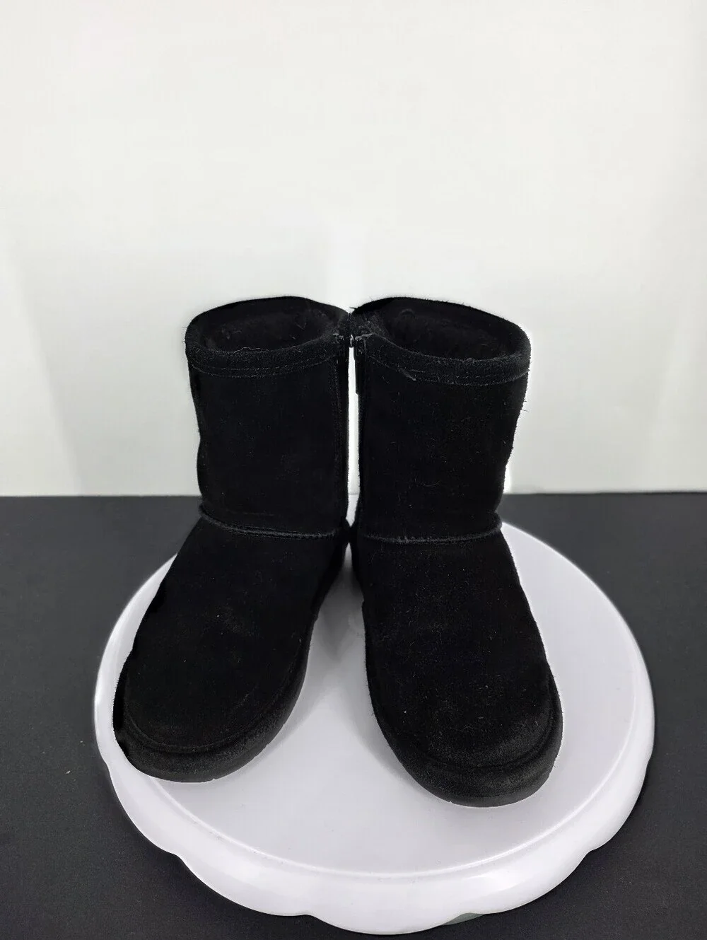 Bearpaw Black Suede Faux Fur Zip Winter Boots Toddler Size 11